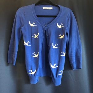 Blue cardigan (swallow print)